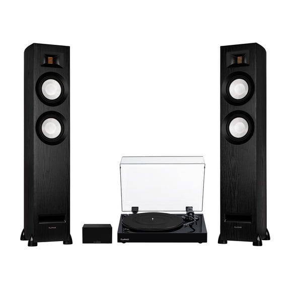 Fluance RT82 Vinyl Turntable Record Player, Ortofon OM 10 Cartridge, Ri91 Powered Floorstanding Speakers, PA10 Preamp