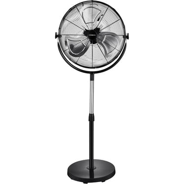 20 in. High Velocity Pedestal Standing Fan, Heavy Duty Metal For Industrial, Commercial, Residential, Greenhouse Use in Black