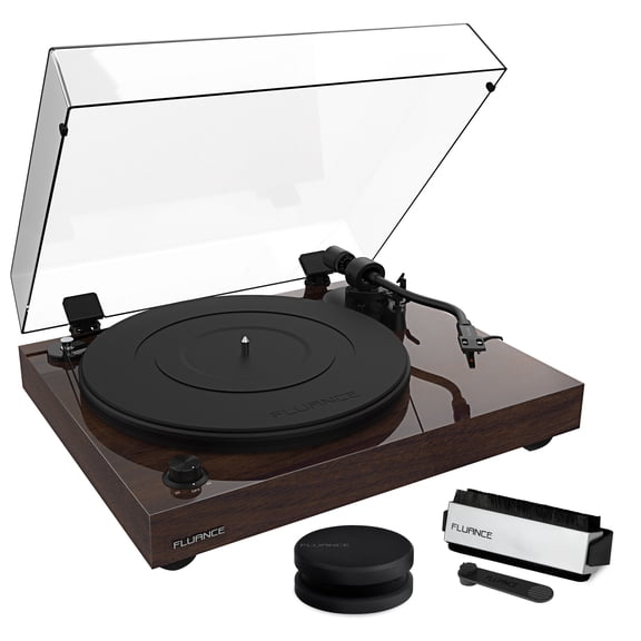 Fluance RT82 Reference High Fidelity Vinyl Turntable Record Player with Ortofon OM 10 Cartridge, Speed Control Motor, Record Weight, 3 in 1 Stylus and Record Cleaning Vinyl Accessory Kit