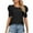 Black, variant on Womens Summer Tops Cute Puff Short Sleeve Eyelet Hollow Out Shirts Casual Solid Color Round Neck Tunic Blouses Yellow XXL