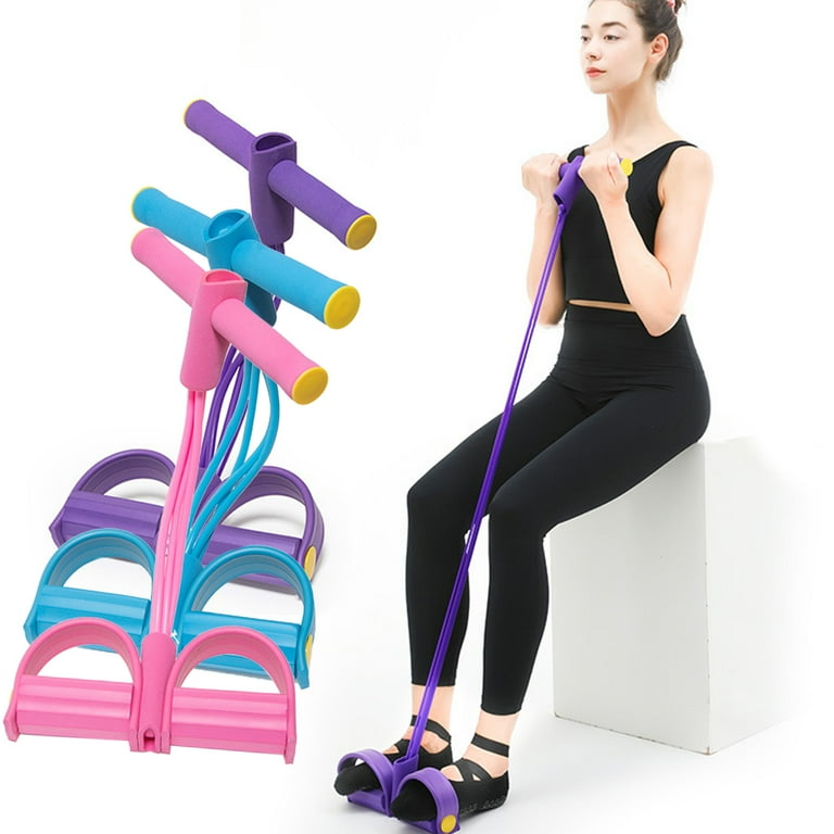 Fitness Pedal Puller Resistance Band 4 Tubes Elastic Rope Sit up