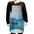 thumbnail image 1 of Landscape Kids Apron, Seascape Beach Seaside Hills Trees View from Window Picture Tropical Panorama, Boys Girls Apron Bib with Adjustable Ties for Cooking Baking Painting, Blue and White, by Ambesonne, 1 of 2