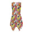thumbnail image 5 of HELLHERO Colorful Graffiti Star Pattern Summer Sleeveless Dress, Round Neck Sleeveless Sundress Pleated Side Pockets Asymmetric Hem Midi Dress for Party Vacation, 5 of 8