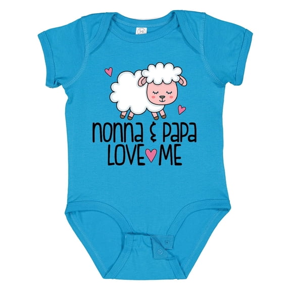 Inktastic Nonna and Papa Grandchild Lamb Boys or Girls Baby Bodysuit