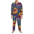 thumbnail image 3 of Sikiie Psychedelic Sunflowers Mens Pajama Set, Soft Warm Long Sleeve Sleepwear, Cozy Button-Down Pjs for Men-X-Large, 3 of 7