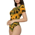 thumbnail image 2 of Balery Sunflowers 7 Women's Short Sleevee Crew Neck Bodysuit Tops Short Sleeve Tops Basic-Small, 2 of 9