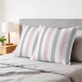 thumbnail image 6 of Pillow Covers 18x18 Set of 2, Pink Grey Striped Square Throw Pillow Covers for Couch/Sofa/Living Room, Geometric Vertical Stripes Minimalist Decorative Soft Pillowcases for Couch Throw Pillows, 6 of 9