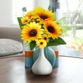 thumbnail image 5 of Artificial Sunflower Flowers Long Stem Silk Fake Large Sunflowers Decoration for Outdoor Home Wedding Party Single Bulk Yellow Decor 13 Heads (Dark Center), 5 of 9