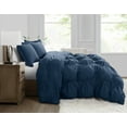 thumbnail image 4 of Truly Soft Cloud Puffer Oversized Microfiber 100% Microfiber Polyester  3 Piece Full/Queen Comforter Set in Dark Blue, All Season, Adult Size, OEKO-TEX Certified, 4 of 9