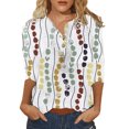 thumbnail image 2 of Puntoco Camisas y Blusas 3/4 para Mujer, Camiseta de Verano para Mujer Cuello Redondo Flores Impreso Tops Sueltos Camisetas de Manga Corta para niña Puntoco Puntoco-7962, 2 of 4