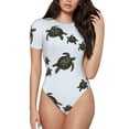 thumbnail image 2 of Uemuo Sea Turtle Pattern Women's One Piece Short Sleeve Swimsuit Rash Guard Surfing Modest Quick-drying Swimsuit Beach Essentials-X-Large, 2 of 9