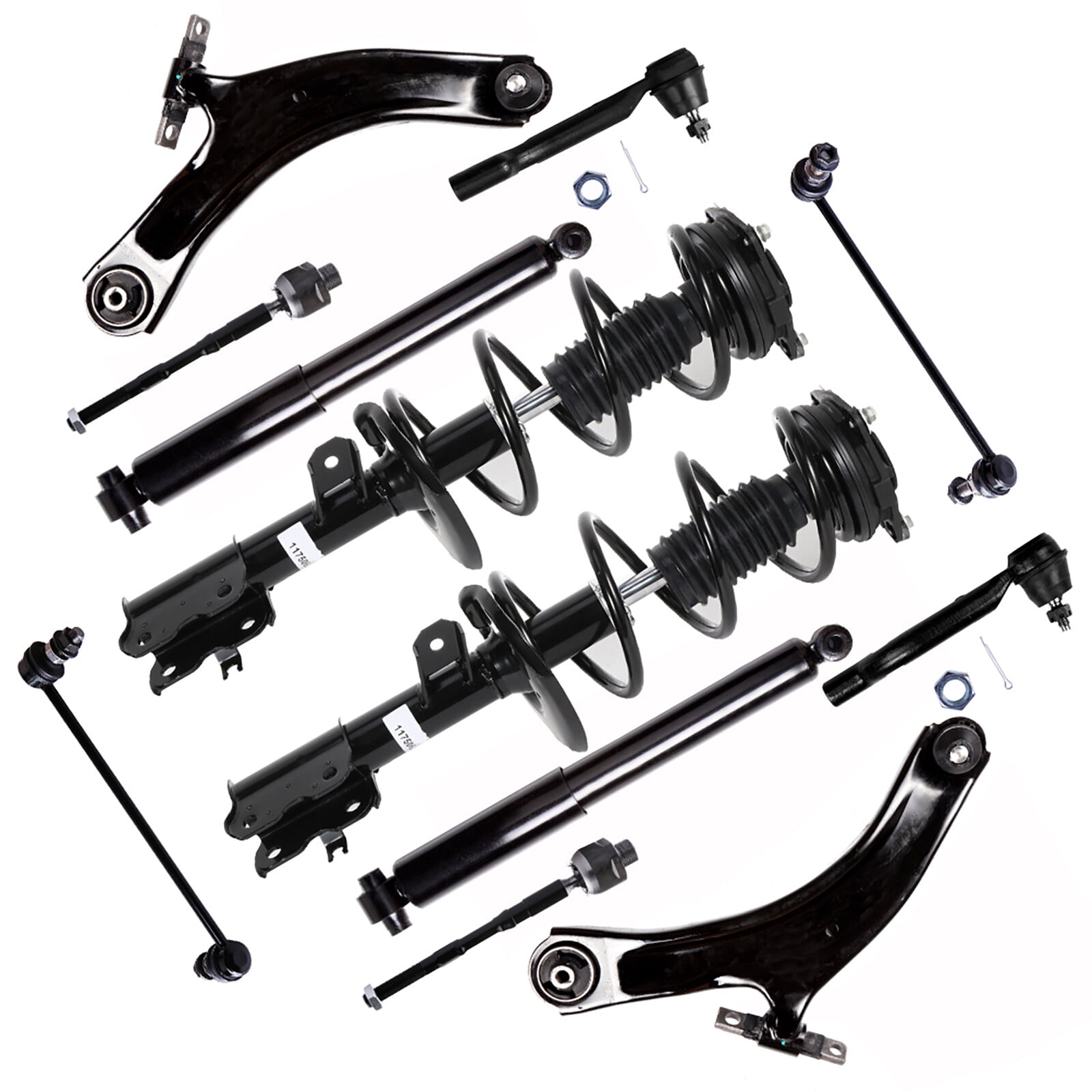 ECCPP 12PCS Front Complete Struts Assembly Control Arm Rear Shock Absorber Stabilizer Bar Link Tie Rod End for Nissan Rogue 2008-2011