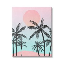 Stupell Industries Tropical Sunrise Sunset Beach Palm Trees Silhouette Collage , 16 x 20, Design by Nina Blue
