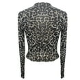 thumbnail image 6 of Bovemsi Women's Spring Leopard Print Sexy Tight Fitting Mesh with Black Edge Long Sleeved Base Shirt and Top, Gray Summer Women's Long Sleeve T-Shirts, L, 6 of 6