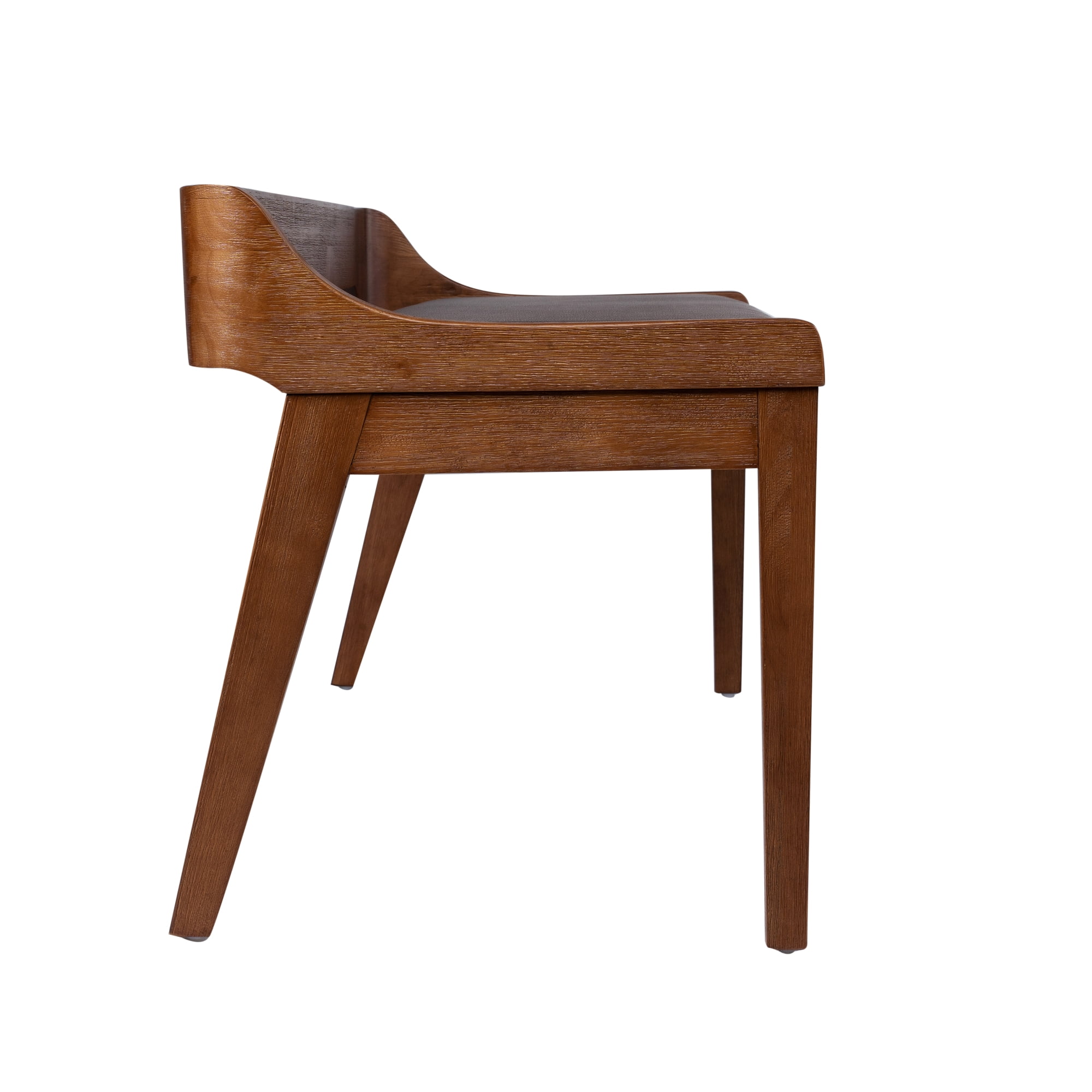 Boraam Rasmus Low Back Acacia Wood Dining Bench with Faux Leather Upholstery