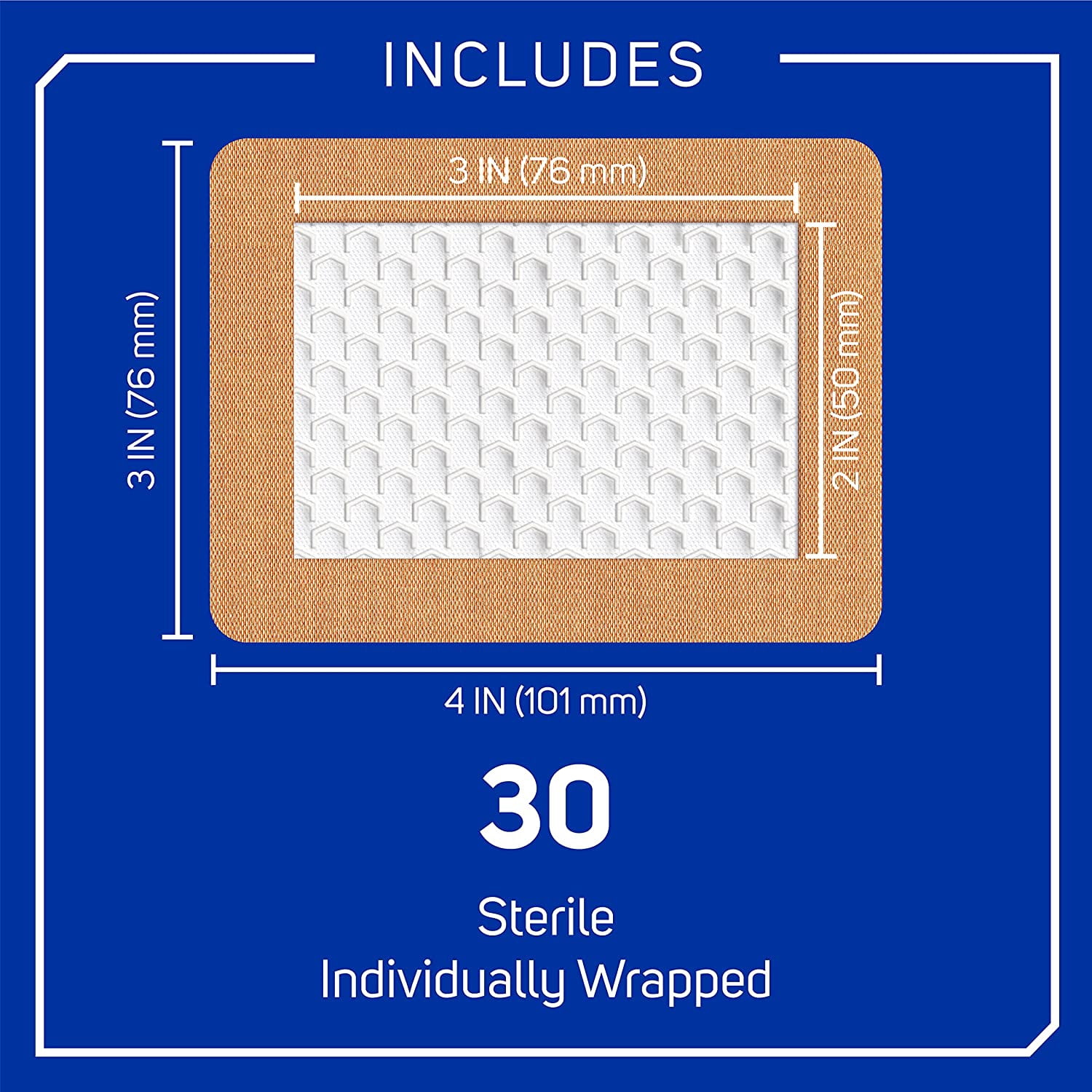Fabric Adhesive Pad Bandages - 3x4 Inches Extra Large - Non-Stick Strip - Helps Prevent Infection - Made in USA