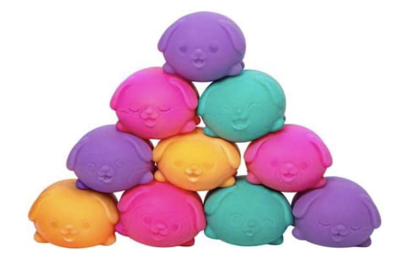 NEEDOH Teenie Funky PUP DOG SQUSHI , STRESS RELIEVER, FIDGET , SENSORY BALL , COLORS MAY VARY, 3 PUP PER PACK