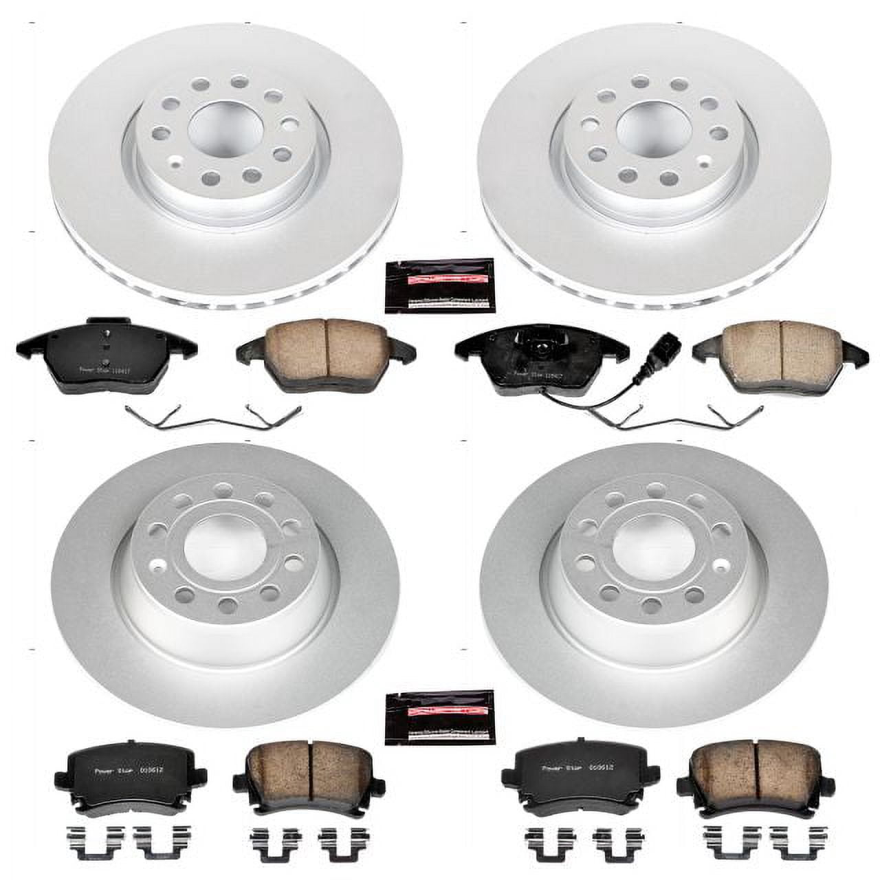 PowerStop Front and Rear Geomet Coated Brake Rotor and Pad Kit Fits: VOLKSWAGEN Select Models CRK5798
