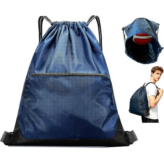 REJODA-Drawstring Backpack - Foldable Large Gym Sports Bag for Basketball & Soccer with Pull String (Sac de Sport)