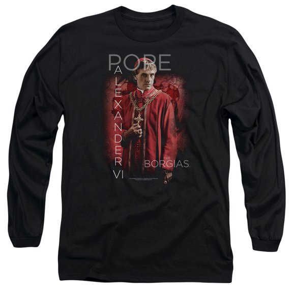 Borgias Pope Alexander Vi Long Sleeve Adult 18/1 T-Shirt Black