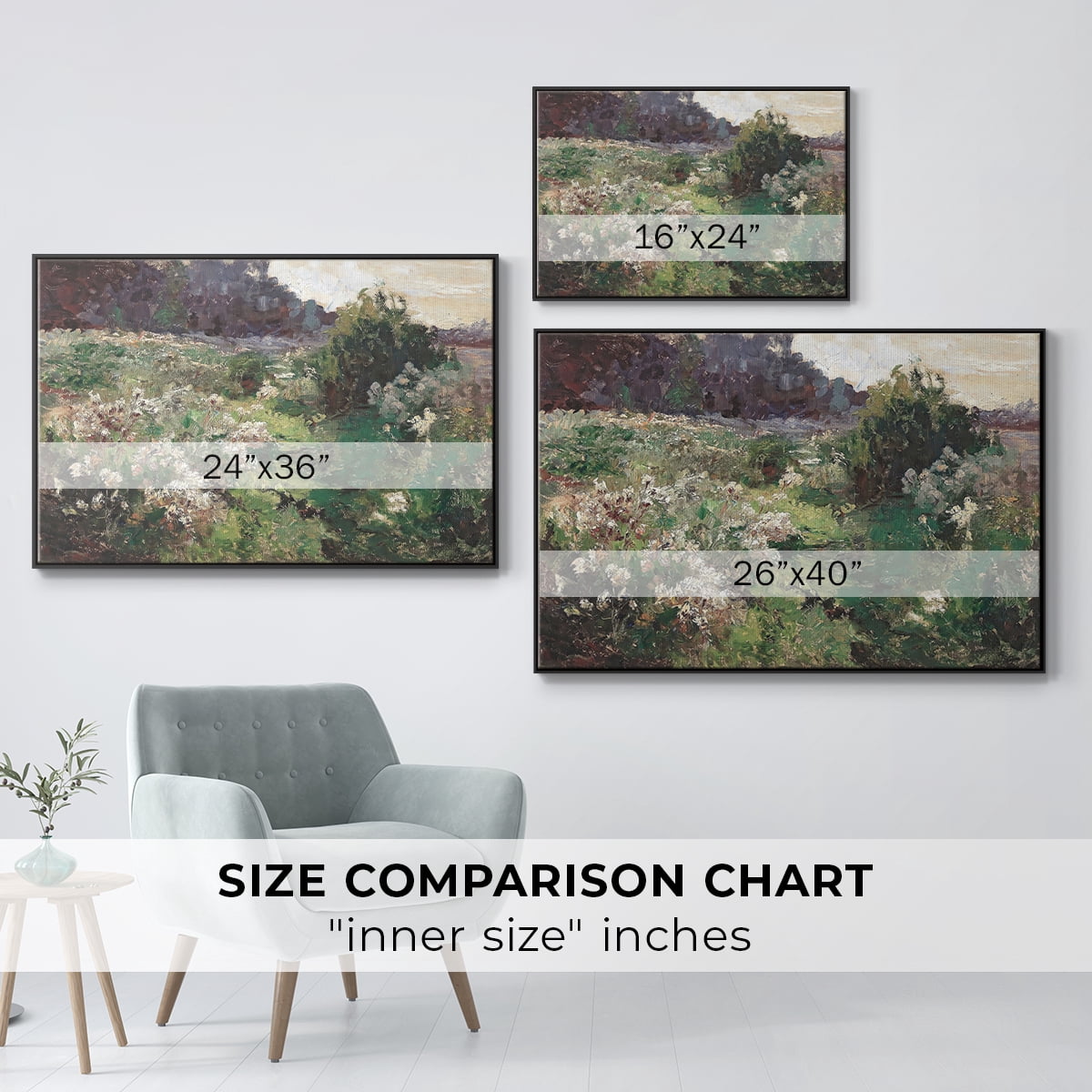 Vintage Landscape-CCXL By Wexford Home Framed in Black Wood Gallery Wrapped Canvas 17 in. x 25 in.
