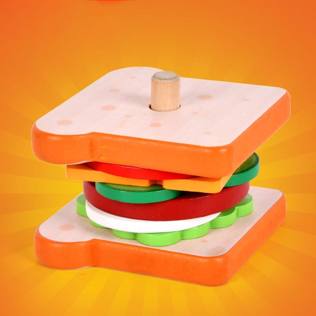Pretender juguetes de madera para alimentos con tarjetas de pedido Cocina Montessori Habilidad fina para vacaciones cumpleaños Emparedado Hugo cocina