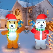 5FT Christmas Inflatable Double-Face Bear Outdoor Decoration