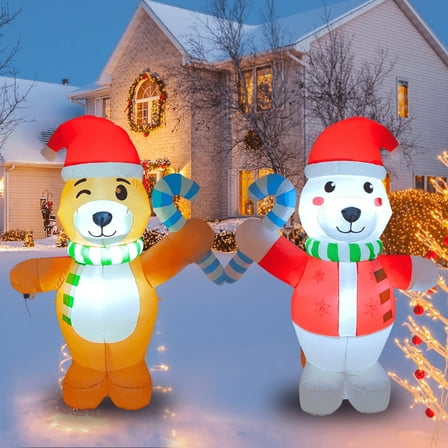 5FT Christmas Inflatable Double-Face Bear Outdoor Decoration