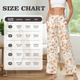 thumbnail image 5 of SCRAWLGOD Floral Leaf Print Beige White Women's Palazzo Lounge Pants Stretchy Comfy Wide Leg Casual Pants Trendy Soft High Waisted Flowy Pants with Side Pockets, L, 5 of 7