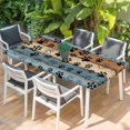 thumbnail image 2 of Blue Brown Table Cloths for 3 Foot Rectangle Tables, Rustic Farmhouse Dog Paw Vintage Patio Waterproof Elastic Fitted Tablecloths, Washable Rectangular Table Cover for Camping, 2 of 8