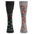 thumbnail image 2 of MeMoi 2 Pair Men's Rayon Blend "Holiday Cheer" Christmas Novelty Crew Socks - Mens - Male, 10-13, Gray-Black, 2 of 4