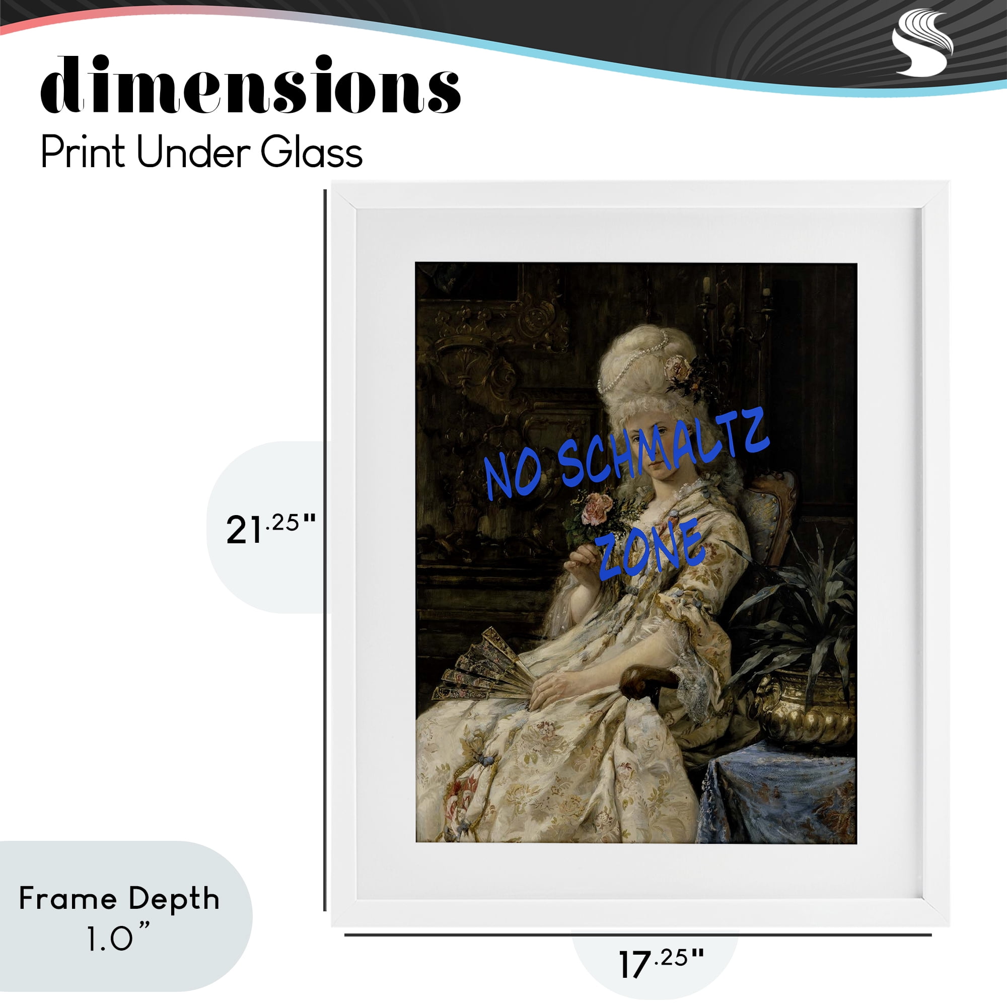 Stupell Industries Iconic No Schmaltz Zone White Framed Print Under Glass, design by Grotto Studios