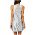 thumbnail image 1 of Vestido sin mangas con lentejuelas plateadas para mujer: largo hasta la rodilla, vestido de fiesta brillante con interior forrado, 1 of 3