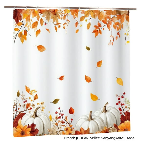 JOOCAR Autumn Leaves and Pumpkins Polyester Shower Curtain for Home Bathroom Bath Tub Decor 72x72 inch