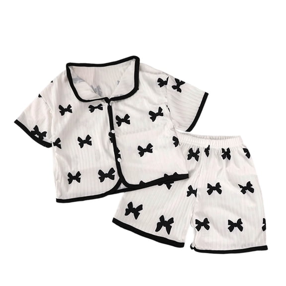 PEASKJP Baby Girl Jammies Girls Pajamas Summer Toddler Girl Pajamas Sets Short Sleeve Girls' Cute Sleepwear Pjs (Black,12-18 Months)