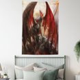 thumbnail image 4 of Fantasy World Tapestry, Majestic Dragon Resting on Mountain Mythological Fire-Spewing Creature Print, Wall Hanging for Bedroom Living Room Dorm Decor, 40W X 60L Inches, Multicolor, by Ambesonne, 4 of 5