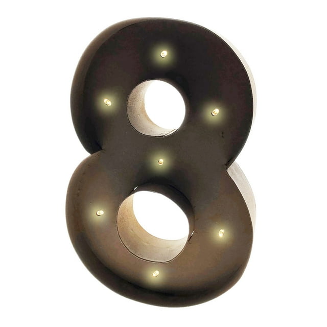 Rustic Vintage 11" Decorative LED Light Glow Letters - Number 8