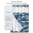 thumbnail image 2 of No Hook Cloth Fabric Shower Curtain with Snap in Liner, Ocean Waves Waterproof Shower Curtains Set with See Through Top Window, Summer Beach Coastal Nautical Burlap Bath Curtains Shower 36"x78", 2 of 6