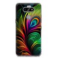 thumbnail image 1 of MUNDAZE LG Aristo 5/Phoenix 5/Risio 4 Neon Rainbow Glow Peacock Feather Shockproof Clear Hybrid Protective Phone Case Cover, 1 of 6
