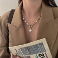thumbnail image 2 of Fashion Alloy Chain Choker Necklace Paperclip Choker Chain Necklace Pearl Pendant Necklace Gold for Women and Girls, 2 of 4