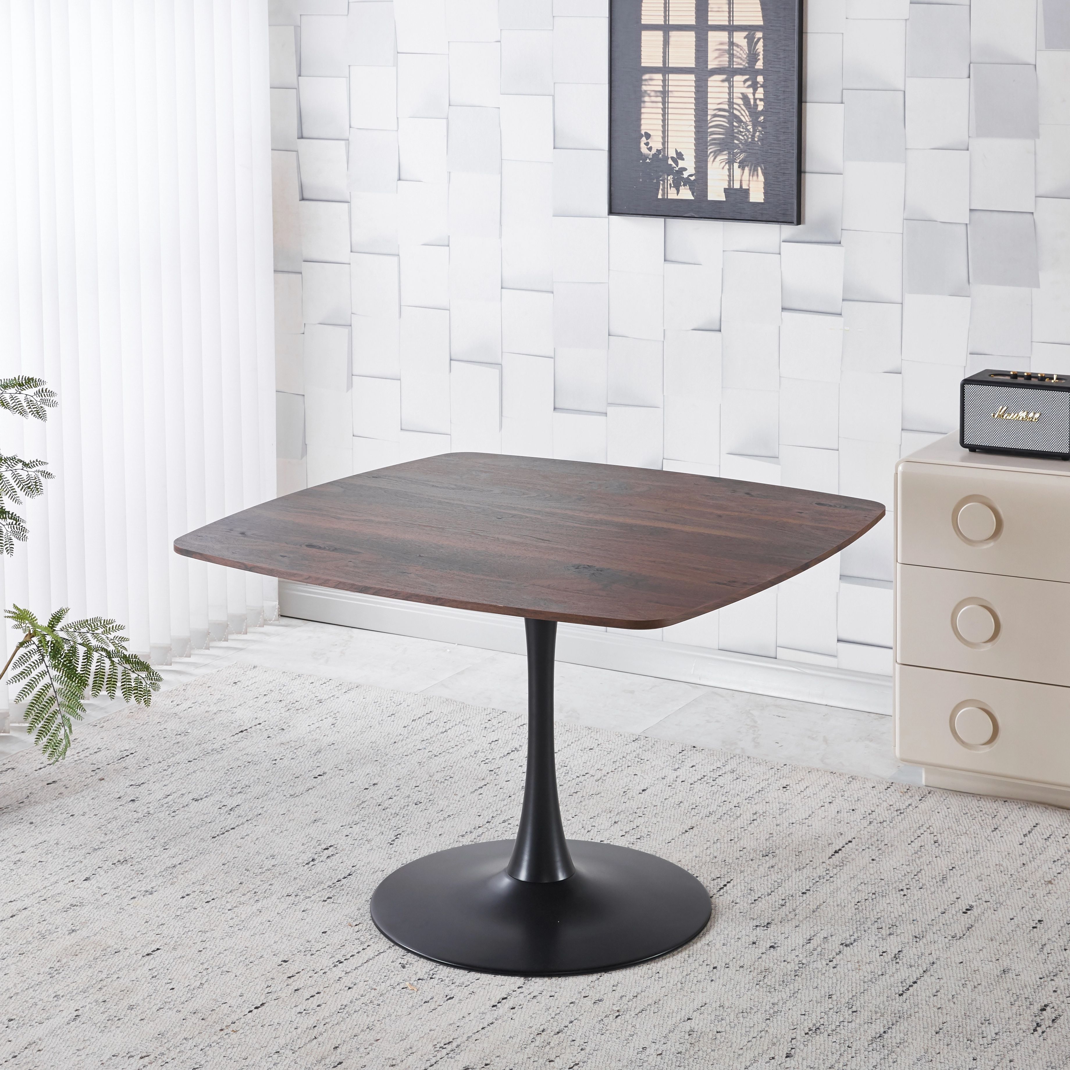 Euroco 42" Wood Dinning Table for 4 ,Mid-Century Tulip Table with Metal Pedestal Base,Modern Leisure Table for Small Space Kitchen Dining Room,Walnut