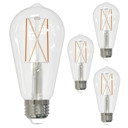 Diodesy- Pack of 4 LED8ST18/30K/FIL/3/JA8 LED ST18 Vintage Filament Light Bulb, E26 Dimmable, 8.5 Watts (60W Equivalent), Antique Clear Glass, 3000K Soft White, 850 Lumens, CRI90, UL Listed