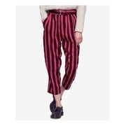 FREE PEOPLE Womens Burgundy Striped Cropped Pants Size: 4