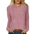 thumbnail image 2 of ClodeEU Womens Fall Long Sleeve Sweater ,Crew Neck Cozy Loose Fit Knit Pullover Sweaters Tops Pink,Womens Plus L, 2 of 6