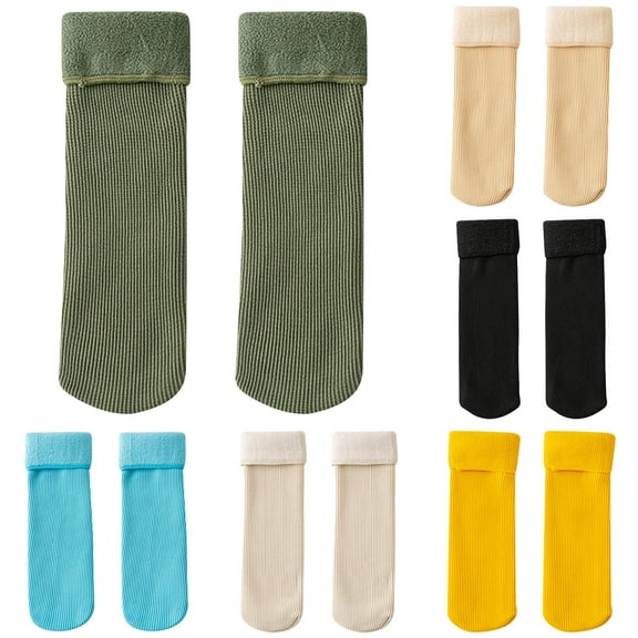 6 Pairs Socks For Kids Cozy Soft Baby Toddler Kids Ankle Crew Socks with Grips Unisex Warm Thick Cotton Winter Socks Thermal Socks