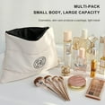 thumbnail image 5 of Aesthetic Handheld Makeup Bag with Camellia Flower Design Quilted Cosmetic Pouch, 5 of 8