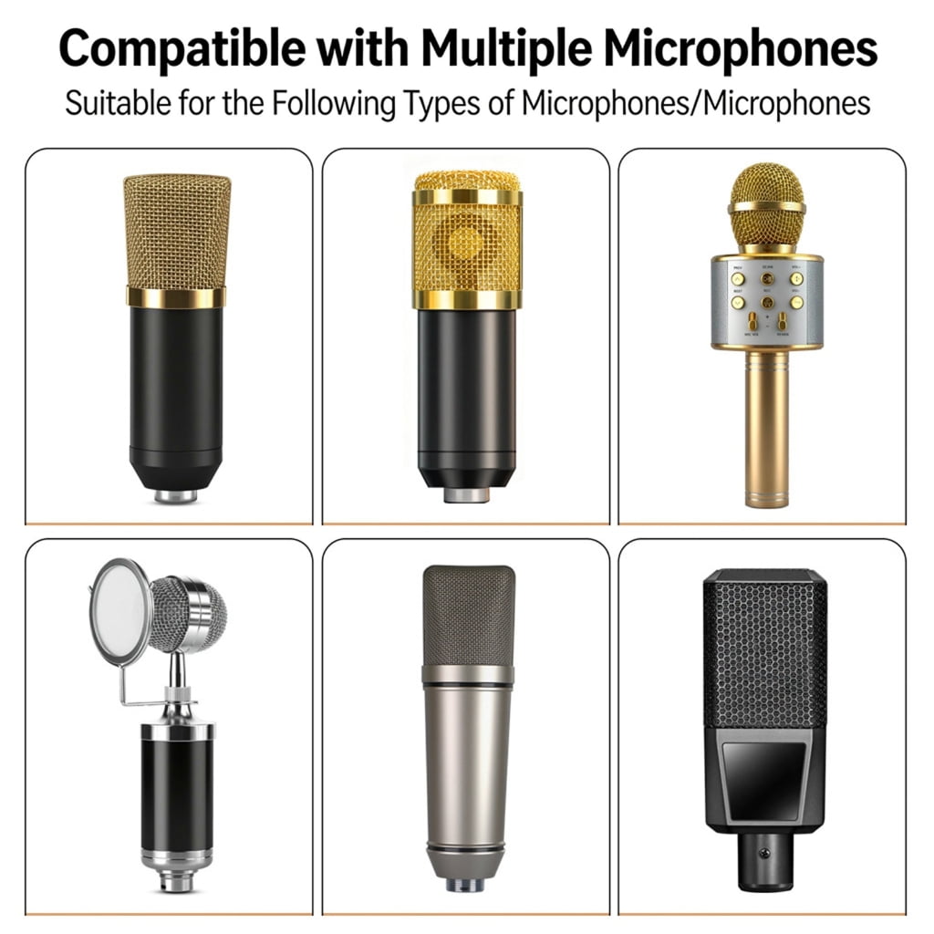 Rotating Clip Mount Microphone Stand with Lock Knob for Secure Attachment on Desks Chairs Stands up to 50mm Thickness
