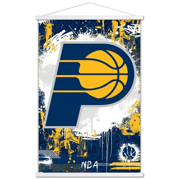 NBA Indiana Pacers - Maximalist Logo 23 Wall Poster with Magnetic Frame, 22.375" x 34"