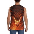 thumbnail image 4 of Lsque Magma Fire Black Dragon Print Men's Cotton Blend Sleeveless Muscle Shirts (S-3XL)- Moisture Wicking, Odor Protection, UPF 30+,Large, 4 of 8