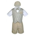thumbnail image 3 of Baby Boy Toddler Formal Khaki Vest Shorts Check Suit Extra Necktie 7pc Set S-4T, 3 of 6